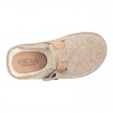 Wool effect OKAA CLOG Home shoes with buckle design.