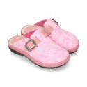 Wool effect OKAA CLOG Home shoes with snowflakes design.
