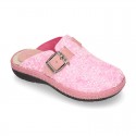 Wool effect OKAA CLOG Home shoes with snowflakes design.