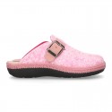 Wool effect OKAA CLOG Home shoes with snowflakes design.