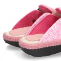 Wool effect OKAA CLOG Home shoes with snowflakes design.