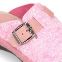 Wool effect OKAA CLOG Home shoes with snowflakes design.