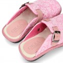 Wool effect OKAA CLOG Home shoes with snowflakes design.