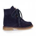 Suede leather kids SPORT Pascuala style ankle boots with mountain soles.