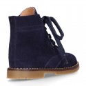 Suede leather kids SPORT Pascuala style ankle boots with mountain soles.