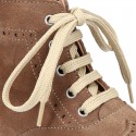 Suede leather kids SPORT Pascuala style ankle boots with mountain soles.