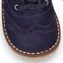 Suede leather kids SPORT Pascuala style ankle boots with mountain soles.