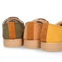 Autumn winter canvas OKAA kids tennis shoes to dress with shoelaces closure in seasonal colors.