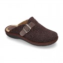 Wool effect dad OKAA CLOG Home shoes with buckle design.