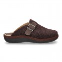 Wool effect dad OKAA CLOG Home shoes with buckle design.