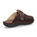 Wool effect dad OKAA CLOG Home shoes with buckle design.