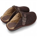 Wool effect dad OKAA CLOG Home shoes with buckle design.