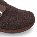 Wool effect dad OKAA CLOG Home shoes with buckle design.