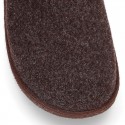 Wool effect dad OKAA CLOG Home shoes with buckle design.