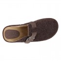 Wool effect dad OKAA CLOG Home shoes with buckle design.