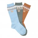 CHILDREN´S CLASSIC TEDDY BORDER KNEE-HIGH SOCKS BY CONDOR.