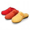 Color Wool effect OKAA CLOG Home shoes with buckle design.