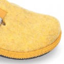 Color Wool effect OKAA CLOG Home shoes with buckle design.