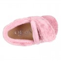 Little kids wool cotton home booties laceless with reinforced toe cap and counter.