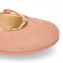 Autumn Winter Serratex Canvas Ballet flats with crossed elastic bands.