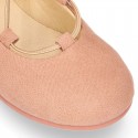 Autumn Winter Serratex Canvas Ballet flats with crossed elastic bands.