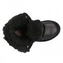 BIKER style Nappa leather kids boots with ties closure.