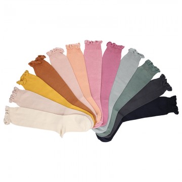 GIRL KNEE SOCKS WITH LACE EDGING CUFF BY CONDOR.