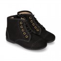 BLACK Autumn winter canvas SPORT Pascuala style boots.