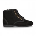 BLACK Autumn winter canvas SPORT Pascuala style boots.