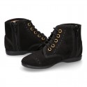 BLACK Autumn winter canvas SPORT Pascuala style boots.