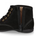 BLACK Autumn winter canvas SPORT Pascuala style boots.