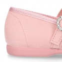 New Serratex canvas Mary Jane shoes with DIAMOND style buckle fastening.