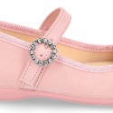 New Serratex canvas Mary Jane shoes with DIAMOND style buckle fastening.