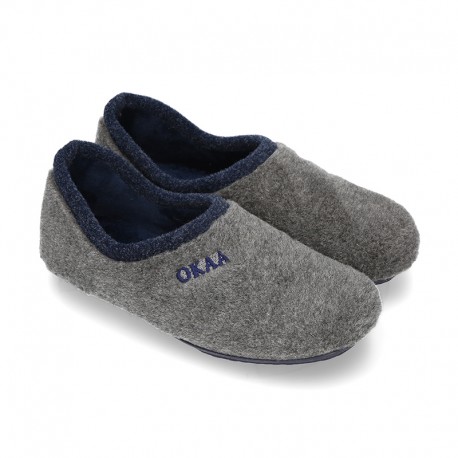 Wool effect dad OKAA Home shoes closed design.