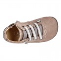 Suede leather Kids SPORT ankle boots with elastic laces and toe cap.