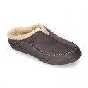 Home shoes with clog design and wool lining for large sizes.