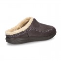 Home shoes with clog design and wool lining for large sizes.