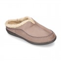 Home shoes with clog design and wool lining for large sizes.