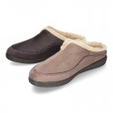 Home shoes with clog design and wool lining for large sizes.