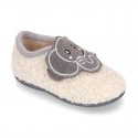 Wool knit ELEPHANT design home shoes laceless.