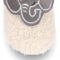 Wool knit ELEPHANT design home shoes laceless.