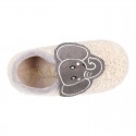Wool knit ELEPHANT design home shoes laceless.