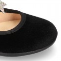 Special velvet canvas Ballet flat shoes with GOLDEN STAR design.