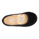 Special velvet canvas Ballet flat shoes with GOLDEN STAR design.