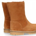 COUNTRYSIDE Suede leather ankle boots in Tan color.