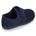 Little kids corduroy Home shoes Blucher style with hook and loop strap.