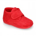 Little kids corduroy home bootie shoes laceless.