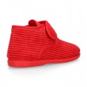 Little kids corduroy home bootie shoes laceless.