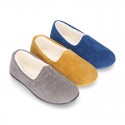 SQUARE design wool knit closed shape kids home shoes.