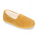 SQUARE design wool knit closed shape kids home shoes.